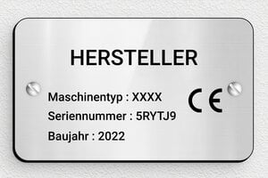 Kennzeichnungsschilder - de-hersteller-schild-industrie-003-0 - 100 x 60 mm - gris-brillant-noir - screws - de-hersteller-schild-industrie-003-0