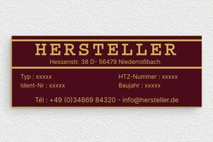 Kabelmarkierungen - de-hersteller-schild-industrie-005-4 - 160 x 60 mm - bordeau-or - glue - de-hersteller-schild-industrie-005-4