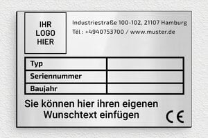 Schild pro branche - de-hersteller-schild-industrie-logo-003-1 - 150 x 100 mm - gris-brillant-noir - glue - de-hersteller-schild-industrie-logo-003-1