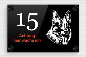 Schild Warnung vor dem Hunde - de-hjund-schild-quadri-001-1 - 150 x 100 mm - custom - screws-caps - de-hjund-schild-quadri-001-1