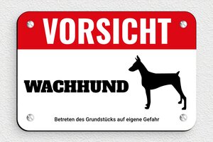 Schild Warnung vor dem Hunde - Schild 'Vorsicht, Wachhund' - 150 x 100 mm - PVC - custom - screws - de-hund-schild-001-0