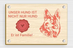 Hundeschilder - de-hund-schild-001-01 - 150 x 100 mm - erable - screws - de-hund-schild-001-01