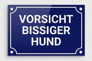 Schild Warnung vor dem Hunde - Straßenschild 'Achtung vor dem Hund' - 150 x 100 mm - Plexiglas - bleu-blanc - screws - de-hund-schild-001-1