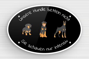 Hundeschilder - Schild 'Vorsicht freilaufende Hunde' - 300 x 200 mm - Plexiglas - custom - screws - de-hund-schild-001-10