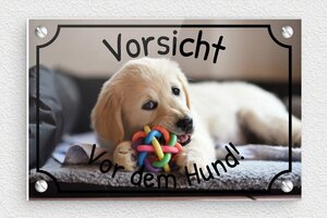 Hundeschilder - Straßenschild 'Vorsicht vor dem Hund' - 150 x 100 mm - Plexiglas - custom - screws - de-hund-schild-001-2