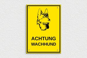 Schild Warnung vor dem Hunde - Schild 'Achtung, Wachhund' - 150 x 210 mm - PVC - jaune-noir - screws - de-hund-schild-002-1