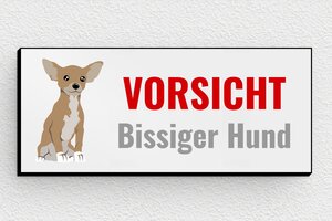 Schild Warnung vor dem Hunde - Schild 'Vorsicht, bissiger Hund' - 70 x 30 mm - PVC - gris-noir - glue - de-hund-schild-002-3