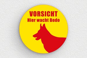 Schild Warnung vor dem Hunde - Schild 'Vorsicht, bissiger Hund' - 250 x 250 mm - PVC - jaune-rouge - glue - de-hund-schild-002-4