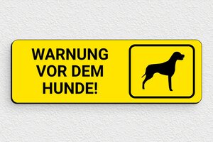 Schild Warnung vor dem Hunde - Schild 'Achtung, bissiger Hund!' - 150 x 50 mm - PVC - jaune-noir - glue - de-hund-schild-003-3