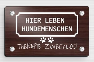 Hundeschilder - Schild 'Achtung, freilaufende Hunde' - 100 x 60 mm - PVC - noyer-blanc - screws - de-hund-schild-004-2