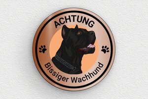 Schild Warnung vor dem Hunde - Rundes Schild 'Achtung, Wachhund' - 100 x 100 mm - PVC - cuivre-noir - glue - de-hund-schild-004-4