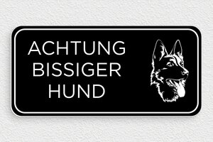 Schild Warnung vor dem Hunde - Schild 'Vorsicht vor dem bissigen Hund' - 210 x 100 mm - PVC - noir-blanc - glue - de-hund-schild-006-1