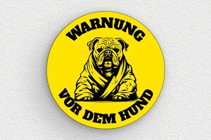 Schild Warnung vor dem Hunde - Rundes Schild 'Vorsicht vor dem Hund' - 150 x 150 mm - PVC - jaune-noir - glue - de-hund-schild-006-3