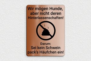 Schild Warnung vor dem Hunde - Schild 'Achtung, bissiger Hund' - 150 x 200 mm - PVC - cuivre-noir - glue - de-hund-schild-007-3