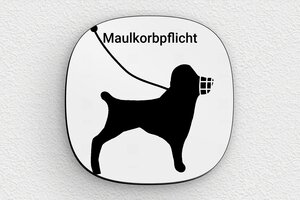 Schild Warnung vor dem Hunde - Rundes Schild 'Ich stehe Wache' - 100 x 100 mm - PVC - gris-noir - glue - de-hund-schild-008-4