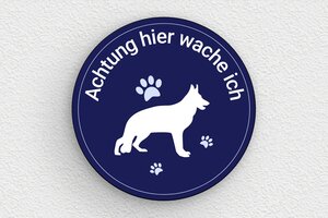 Schild Warnung vor dem Hunde - Rundes Schild 'Wachhund' - 100 x 100 mm - PVC - custom - glue - de-hund-schild-011-1