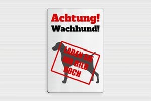 Schilder Warnung vor dem Hunde - PVC - 200 x 300 mm - gris-brosse-noir - glue - de-hund-schild-014-3