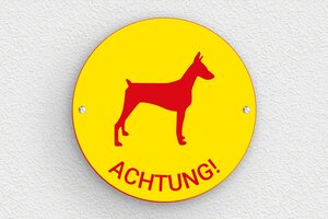 Rundes Schild - Schild 'Vorsicht vor dem Hund' - 150 x 150 mm - PVC - jaune-rouge - screws - de-hund-schild-039-2