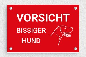 Schild Warnung vor dem Hunde - Schild 'Vorsicht bissiger Hund' - 150 x 100 mm - PVC - rouge-blanc - screws - de-hund-schild-040-1