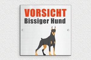 Schild Warnung vor dem Hunde - Schild 'Vorsicht, bissiger Hund' - 150 x 150 mm - PVC - gris-brosse-noir - screws - de-hund-schild-quadri-5