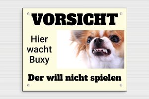 Hundeschilder - Schild 'Vorsicht, launischer Hund' - 250 x 200 mm - PVC - custom - screws - de-hunde-schild-004-4