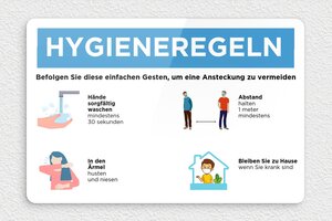 Schild pro branche - Hygienevorschriften-Schild - 300 x 200 mm - Plexiglas - custom - glue - de-hygiene-regeln-006-3