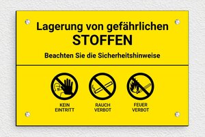 Kabelmarkierungen - Schild 'Gefährliche Produkte Lagerung' - 210 x 140 mm - PVC - jaune-noir - screws - de-industrie-gefahrstoffe-schild-003-1