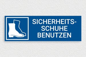 Sicherheitsschilder - Schild 'Sicherheitsschuhe sind Pflicht' - 300 x 100 mm - PVC - bleu-blanc - glue - de-industrie-sicherheits-schuhe-004-3