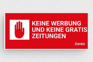 Keine werbung schilder - Werbestopp-Schild - 80 x 35 mm - PVC - rouge-blanc - glue - de-keine-werbung-002-1