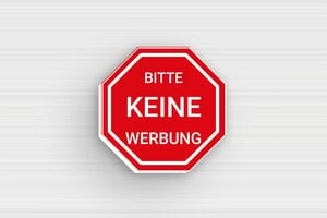 Keine werbung schilder - Achteckiges 'Keine Werbung' Schild - 30 x 30 mm - PVC - rouge-blanc - glue - de-keine-werbung-002-3