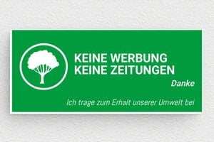 Keine werbung schilder - Schild 'Keine Werbung, keine Prospekte' - 80 x 35 mm - PVC - vert-blanc - glue - de-keine-werbung-003-1