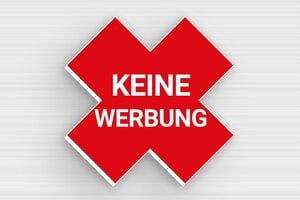 Keine werbung schilder - Schild 'Keine Werbung' in Kreuzform - 50 x 50 mm - PVC - rouge-blanc - glue - de-keine-werbung-003-3