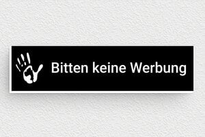 Keine werbung schilder - Schild 'Keine Werbung, bitte.' - 80 x 20 mm - PVC - noir-blanc - glue - de-keine-werbung-004-0