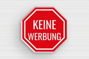 Keine werbung schilder - Achteckiges 'Keine Werbung' Schild 40x40 mm - 40 x 40 mm - PVC - rouge-blanc - glue - de-keine-werbung-004-3