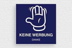 Keine werbung schilder - Schild 'Keine Werbung' - 80 x 80 mm - PVC - bleu-marine-blanc - glue - de-keine-werbung-012-1