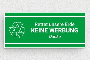 Keine werbung schilder - Schild 'Keine Werbung' - 80 x 35 mm - PVC - vert-blanc - glue - de-keine-werbung-033-1