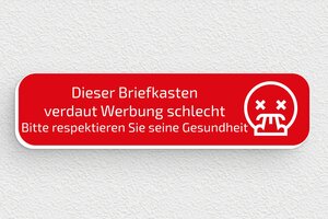 Keine werbung schilder - Humoristisches 'Keine Werbung' Schild - 80 x 20 mm - PVC - rouge-blanc - glue - de-keine-werbung-danke-001-3