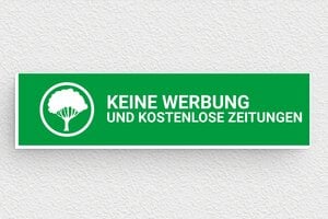 Keine werbung schilder - Schild 'Keine Werbung, keine Broschüren' - 80 x 20 mm - PVC - vert-blanc - glue - de-keine-werbung-danke-007-1