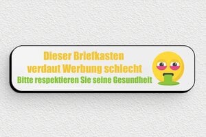 Keine werbung schilder - Humoristisches 'Keine Werbung' Schild - 80 x 20 mm - PVC - gris-noir - glue - de-keine-werbung-quadri-001-3