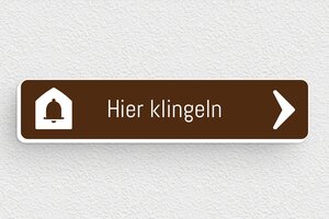 Klingelschild plastik - Schild 'Bitte klingeln und dann eintreten' - 70 x 15 mm - PVC - brun-blanc - glue - de-klingel-schild-plastik-001-1