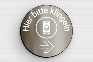 Klingelschild plastik - Schild 'Bitte klingeln Sie, bevor Sie eintreten' - 50 x 50 mm - PVC - bronze-noir - glue - de-klingel-schild-plastik-002-5