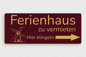 Klingelschild plastik - Restaurantschild - 200 x 80 mm - PVC - bordeau-or - none - de-klingel-schild-plastik-004-5