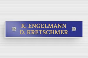 Klingelschild zwei namen - de-klingel-schild-zwei-namen-001-2 - 70 x 15 mm - bleu-or - holes-only - de-klingel-schild-zwei-namen-001-2