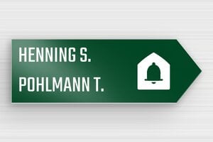 Pfeilförmiges Schild - Dekoschild 'King Road SW5' - 350 x 117 mm - Aluminium - vert-blanc - glue - de-klingel-schild-zwei-namen-001-3