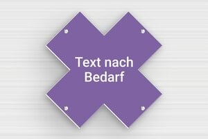 Schild nach Form - de-kreuz-formig-schild-002-3 - 160 x 160 mm - mauve-blanc - screws - de-kreuz-formig-schild-002-3