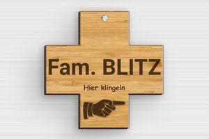 Schild nach Form - de-kreuz-formig-schild-002-4 - 130 x 130 mm - bambou - screws - de-kreuz-formig-schild-002-4