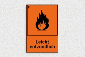 Warnschilder - Brennbares Schild - 140 x 210 mm - PVC - orange-noir - glue - de-leicht-entzundlich-004-3