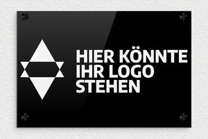 Praxisschild mit Logo - de-logo-001-1 - 300 x 200 mm - noir-blanc - screws-caps - de-logo-001-1