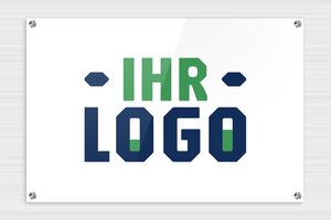 Praxisschild mit Logo - de-logo-001-3 - 600 x 400 mm - custom - screws-spacer-large - de-logo-001-3