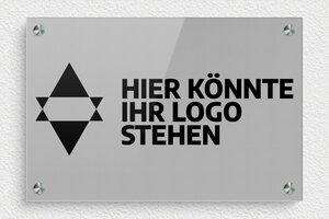 Praxisschild mit Logo - de-logo-009-1 - 300 x 200 mm - gris-noir - screws-spacer - de-logo-009-1